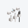 Suport magnetic pentru managementul cablurilor sub / pe birou, cu fixare adeziva (set de 3)– alb