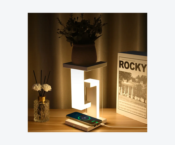 Lampa cu incarcare wireless si levitatie magnetica – ideala pentru dormitor, birou si decor modern -fara alimentator