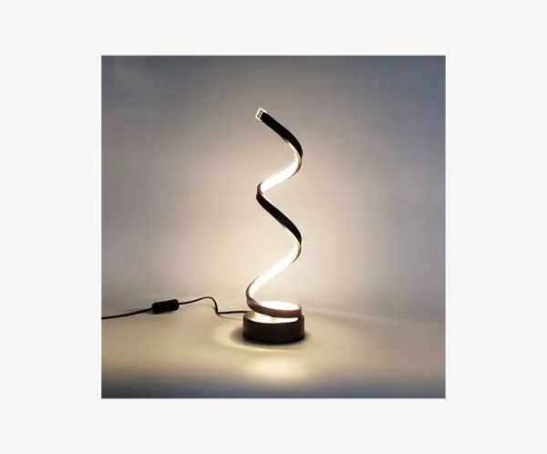 Lampa LED minimalista de birou, cu design curbat si pivotant, confectionata din PVC – ideala pentru living si spatii moderne-negru