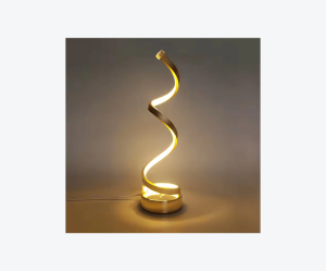 Lampa LED minimalista de birou, cu design curbat si pivotant, confectionata din PVC – ideala pentru living si spatii moderne-auriu