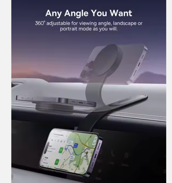 Circuit4Life – Suport Auto Magnetic cu Încărcare Wireless MagSafe | Compatibil cu iPhone 12–15 și Alte Dispozitive