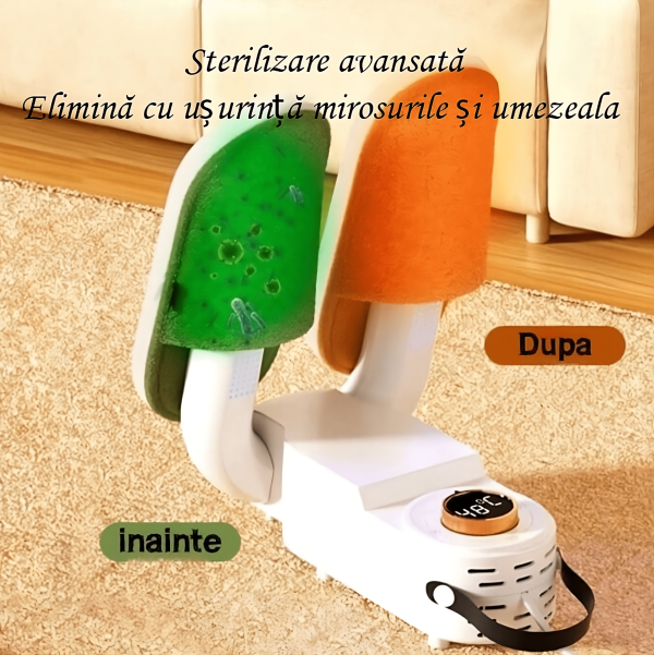 Uscator de incaltaminte electric CIRCUITWORKS, portabil/pliabil/flexibil, timing intelligent, 150 W, 230 V, sterilizator, dezodorizant, cu agatatoare, multifunctional (pantofi, sosete, manusi), 28 x 18 x 8 cm, Alb